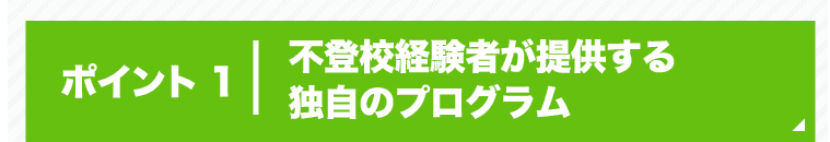 ポイント1 不登校経験者が提供する独自のプログラム